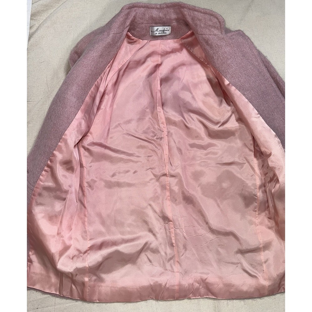 Vintage Mayfair of California USA Pink Mohair Jacket Coat 60's Wool Women's L - Picture 5 of 8